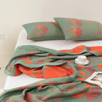 MEELANO Orange Ginkgo Blade Reversible Quilt