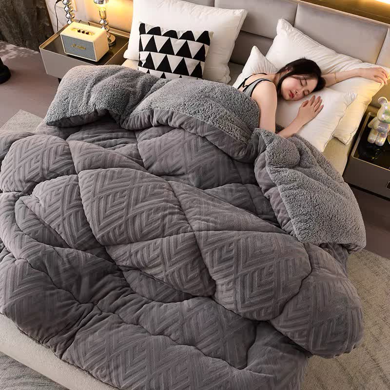 MEELANO Tykt Sherpa Vintertæppe med Quilt Kerne