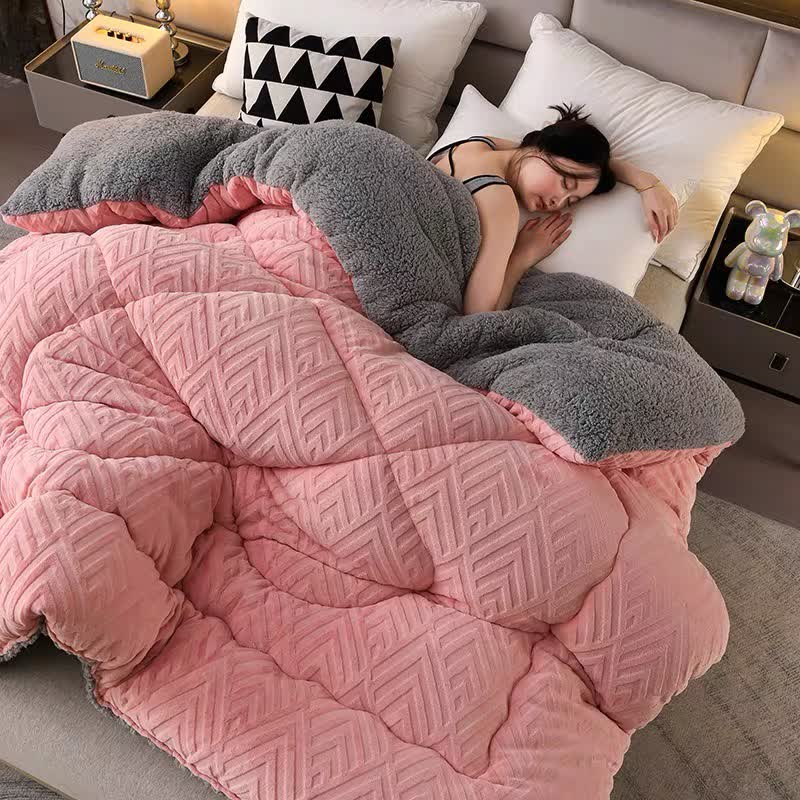 MEELANO Tykt Sherpa Vintertæppe med Quilt Kerne