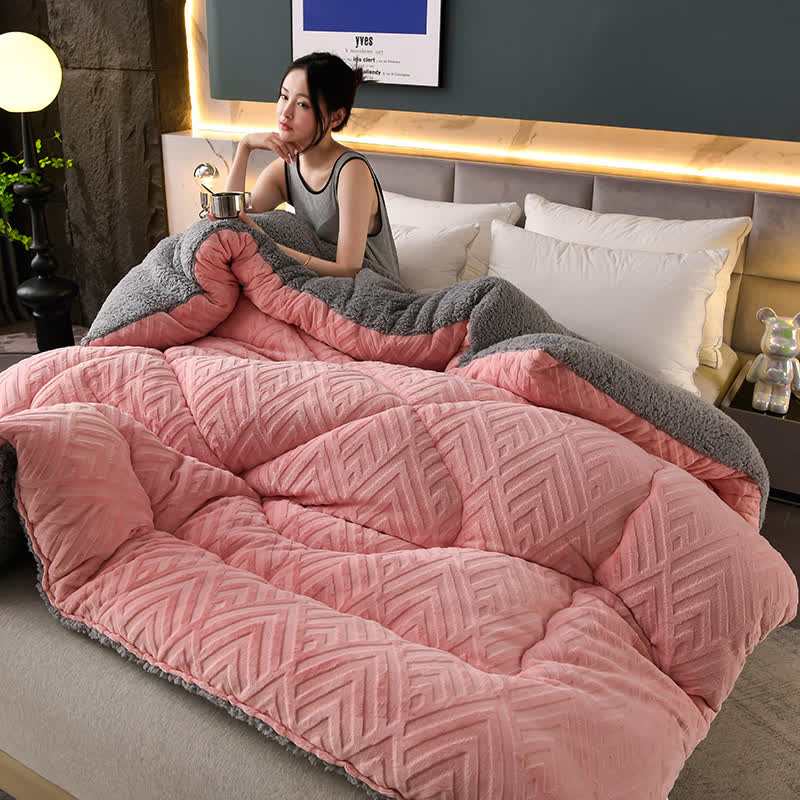 MEELANO Tykt Sherpa Vintertæppe med Quilt Kerne
