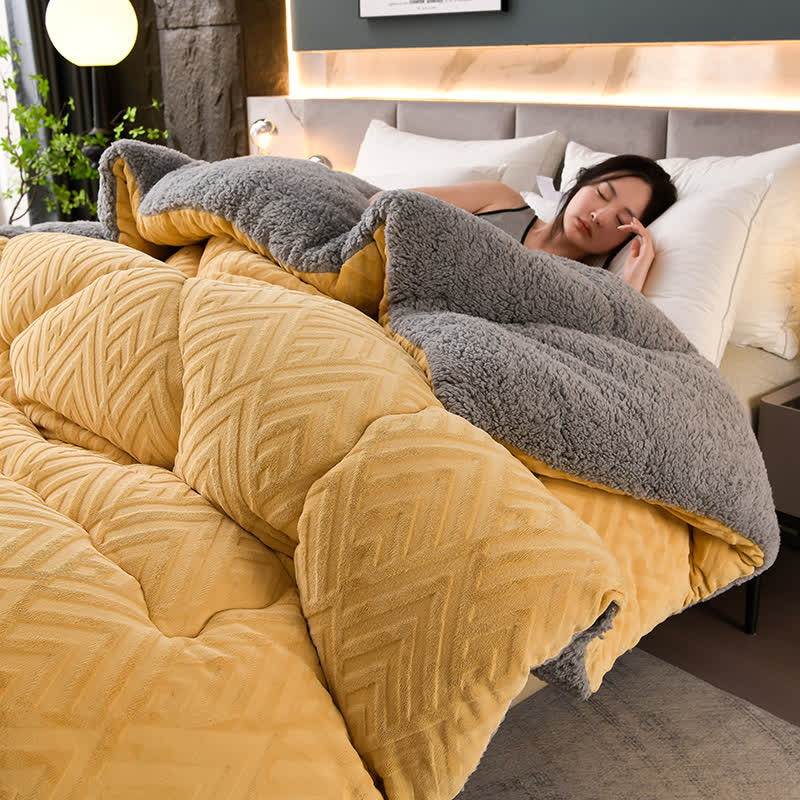 MEELANO Tykt Sherpa Vintertæppe med Quilt Kerne