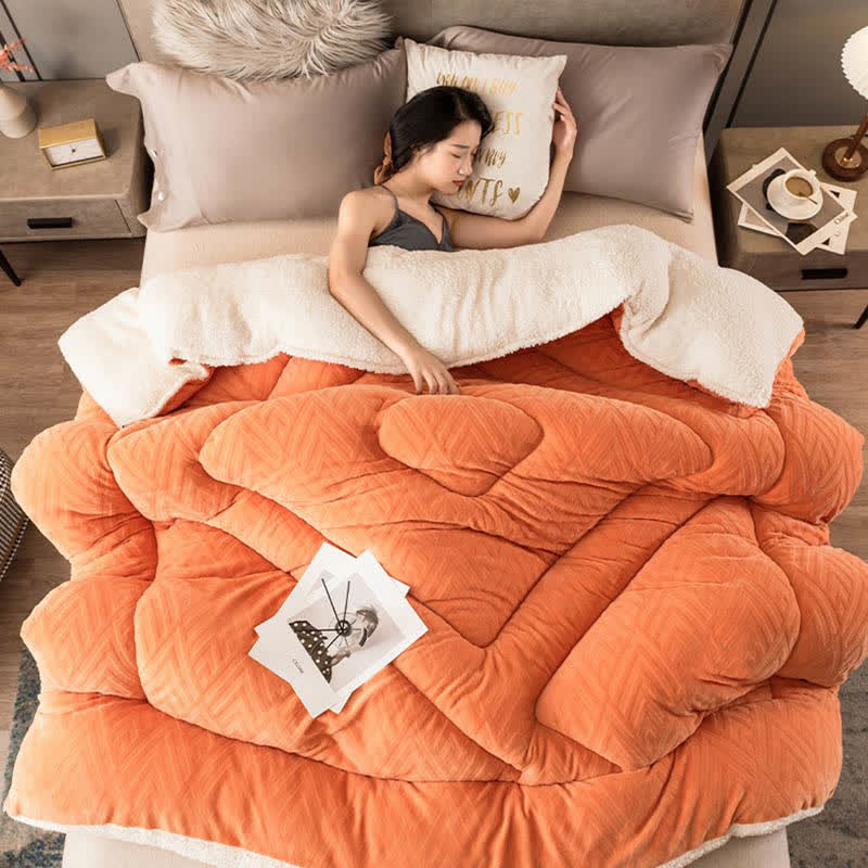 MEELANO Tykt Sherpa Vintertæppe med Quilt Kerne