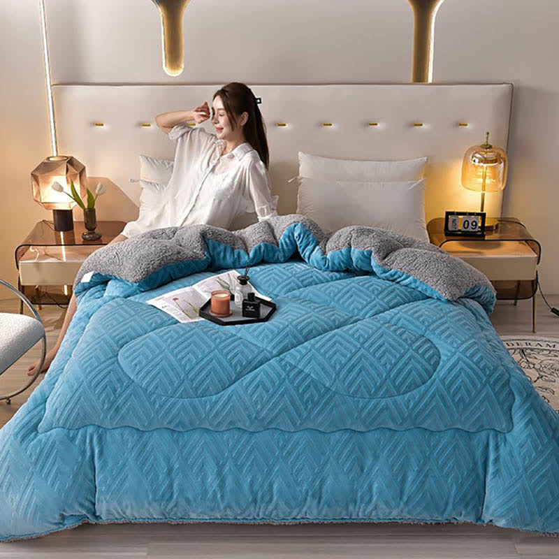 MEELANO Tykt Sherpa Vintertæppe med Quilt Kerne