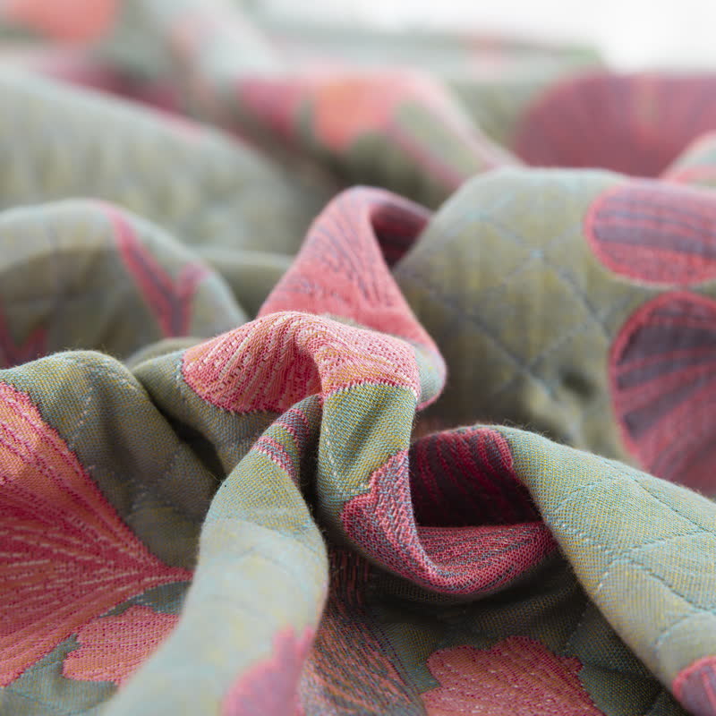 MEELANO Orange Ginkgo Blade Reversible Quilt