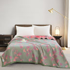 MEELANO Orange Ginkgo Blade Reversible Quilt Grøn & Pink Quilt