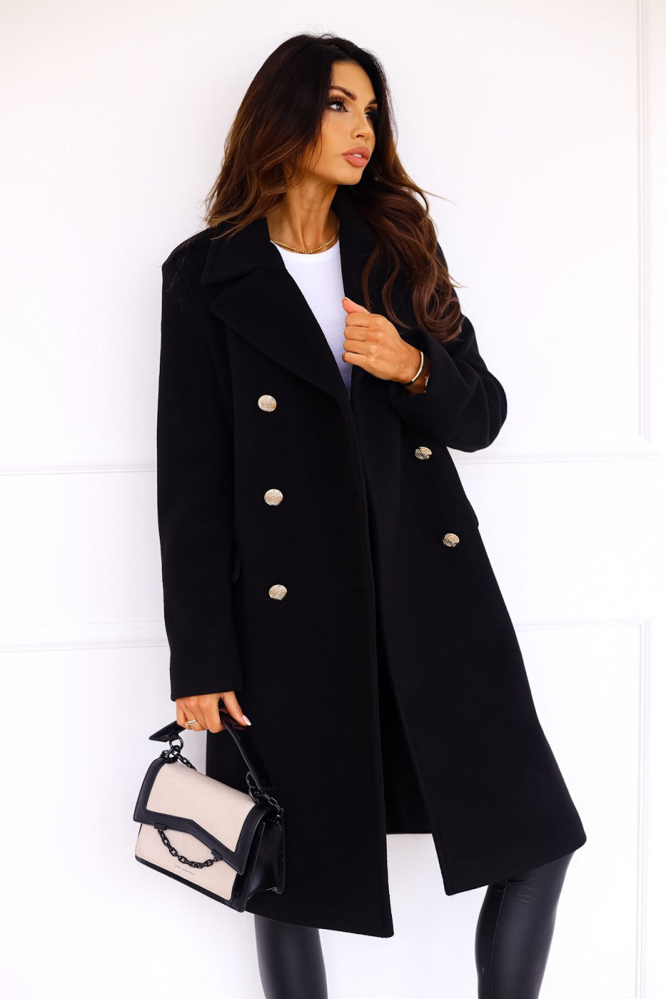 MEELANO Dame Trenchcoat Med Reverskrave Til Vinter Stilfuld Sort