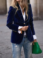 MEELANO Viola | Dame Figursyet Blazerjakke - Elegant Langærmet Blazer & Business Jakke Blå