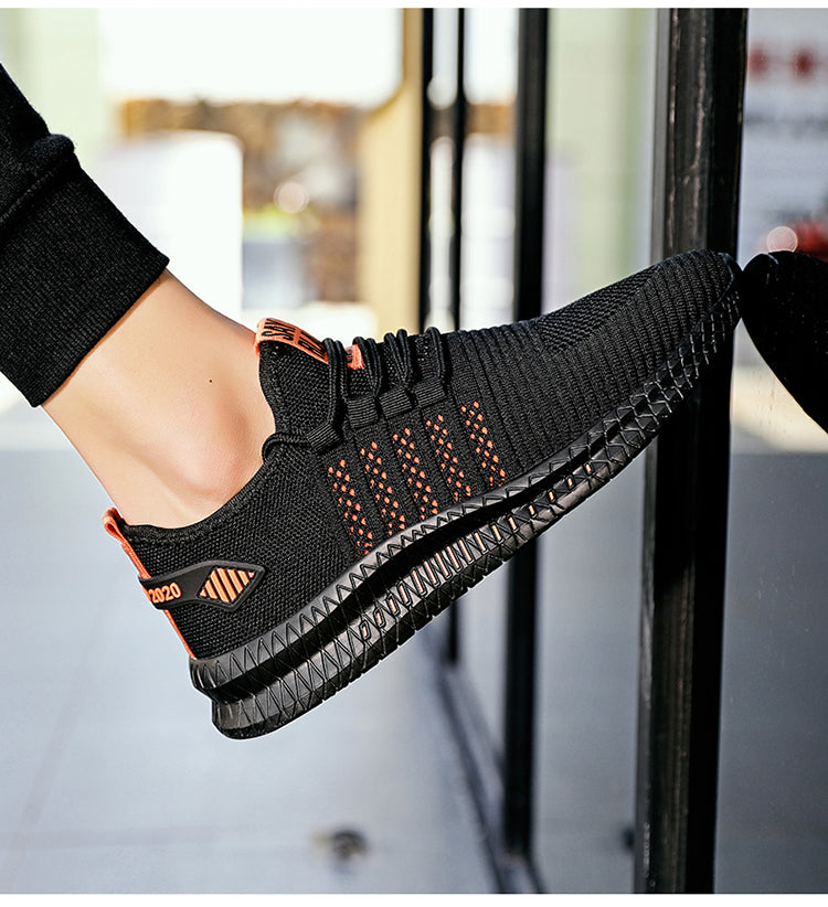 MEELANO Wilshire | Herre Lette & Åndbare Sportssneakers - Komfortable Løbesko & Fritidssko Sort orange