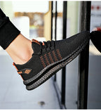 MEELANO Wilshire | Herre Lette & Åndbare Sportssneakers - Komfortable Løbesko & Fritidssko Sort orange