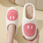 MEELANO Unisex Smiley-Mønster Hjemmesko Varme Og Bløde Rosa