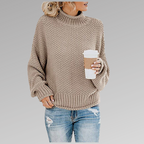 MEELANO Bersh | Dame Løs Strikket Sweater - Varm Oversized Striktrøje & Pullover til Vinter Beige
