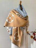 MEELANO Vintertørklæde med Jacquardmønster – Blødt Stort Tørklæde & Sjal, 175 cm, Unisex, 3 Farver | Hommes Camel