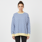 MEELANO Mechi | Dame Stribet Oversized Striktrøje - Langærmet Pullover med Rund Hals
