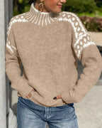 Sephira | Dame Sweater med Mønstrede Skuldre - Langærmet Strik Pullover