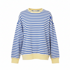 MEELANO Mechi | Dame Stribet Oversized Striktrøje - Langærmet Pullover med Rund Hals