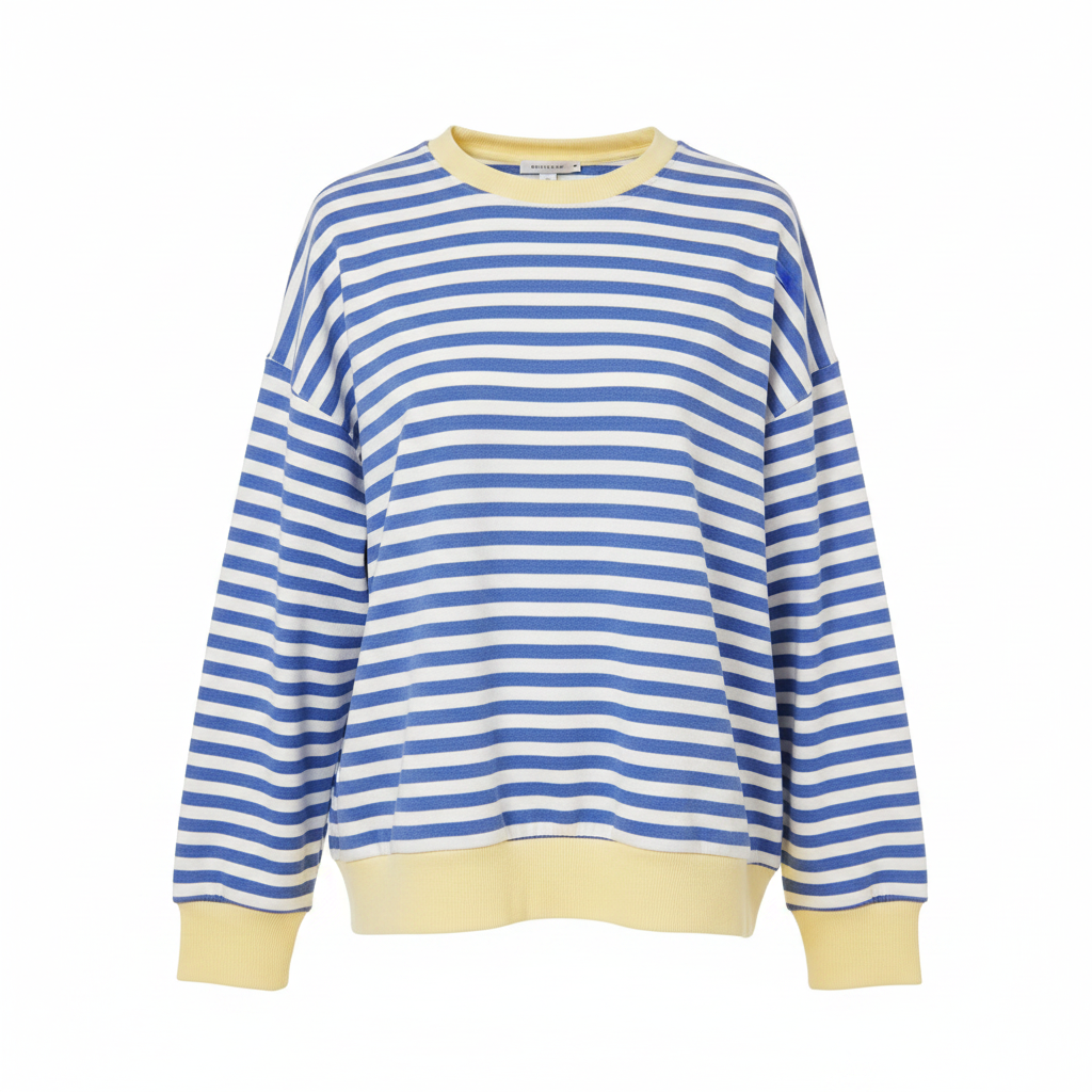 MEELANO Mechi | Dame Stribet Oversized Striktrøje - Langærmet Pullover med Rund Hals