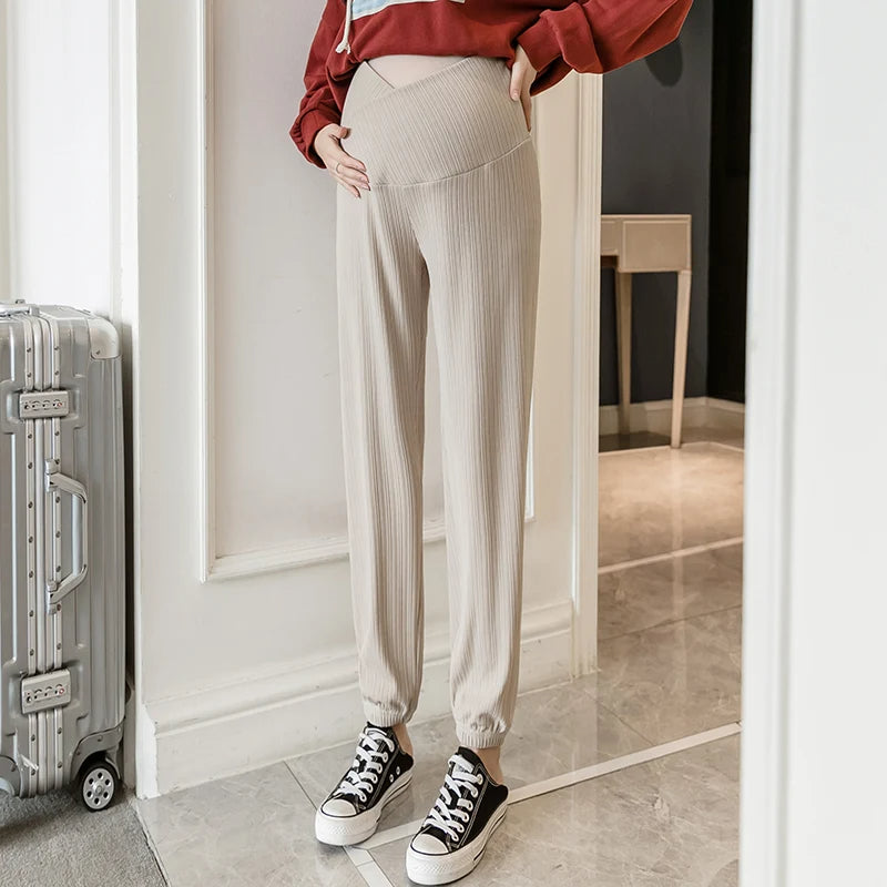 MEELANO Ulla Graviditetsbukser – Sporty Gravid Bukser med Maveband, Komfortable Joggingbukser til Gravide, L–XXL – Sephira Lysebrun