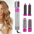 MEELANO 5-i-1 Air Styler – Hårtørrer med Børster & Krøllejern, Automatiske Krøllestave, Glatte- & Volumenbørste, Varmesensor