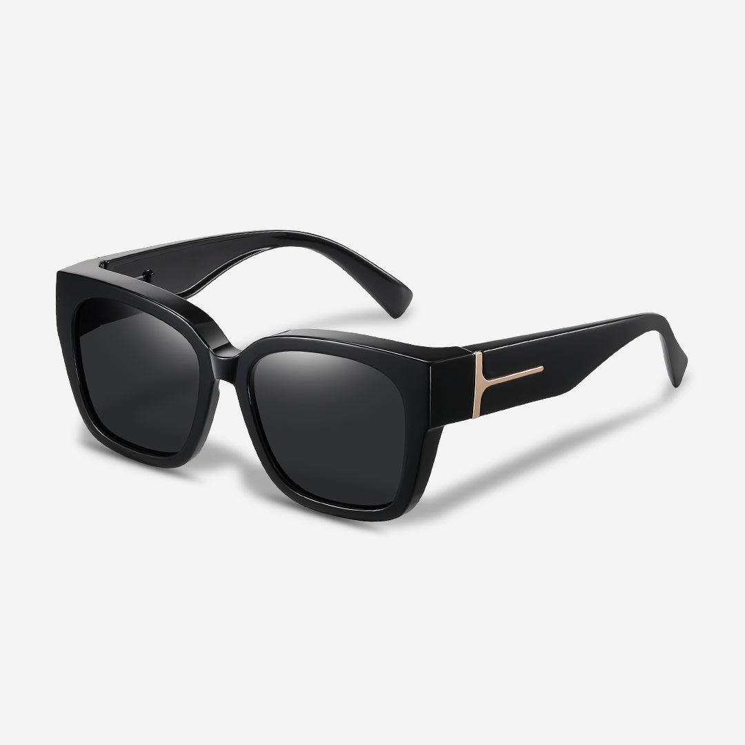 MEELANO ClipShades – Solbrilleclip til Brillebærere med UV400 Beskyttelse Guld Glamour