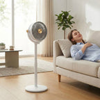 MEELANO 3-i-1 luftcirkulationsventilator – 5 hastigheder, 4 justerbare højder, stille USB-C stående ventilator til soveværelse, kontor og autocamper