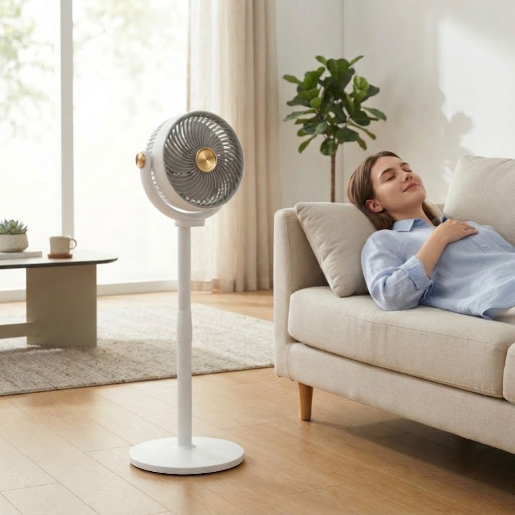 3-in-1 air circulation fan – 5 speeds, 4 adjustable heights, quiet USB-C standing fan for bedroom, office, and camper  