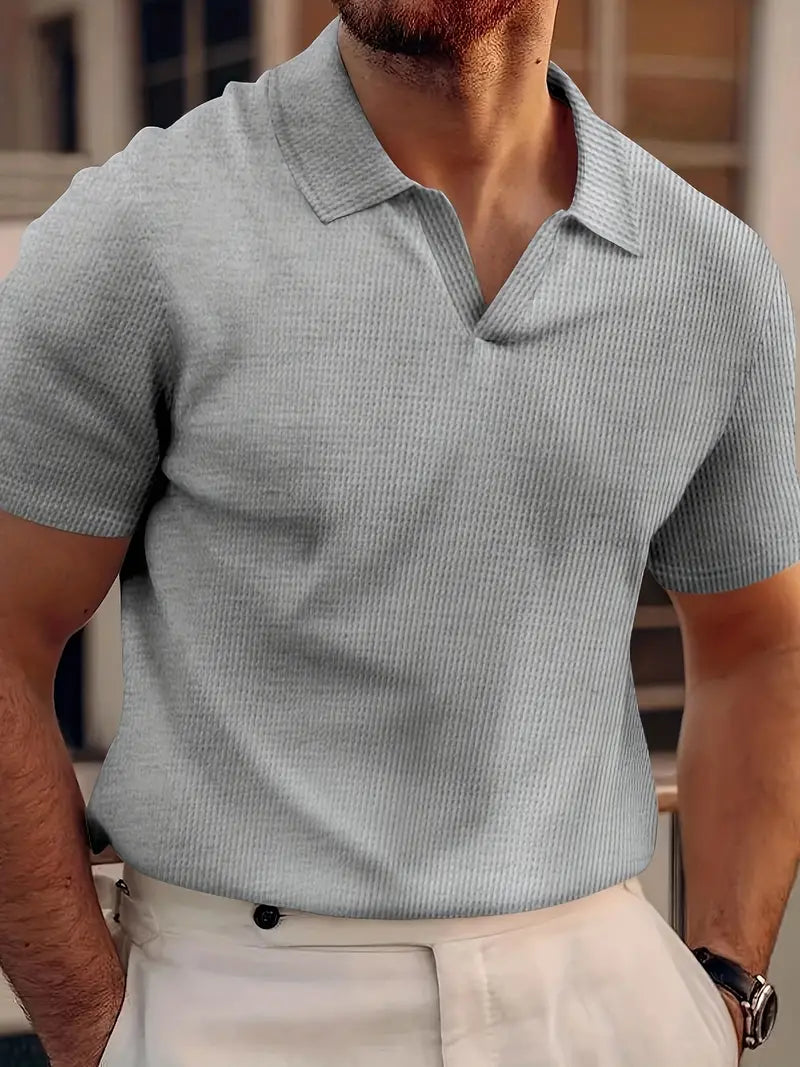 MEELANO Herre V Hals Kortærmet Polo T Shirt Sommer Stilfuld Grå