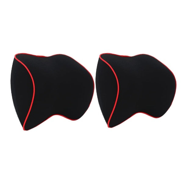 MEELANO 2-Pack Bilnakkepuder – Memory Foam Nakkepude til Bilsædet, Justerbar Strop, Vaskbart Betræk 2 stk sort og rød