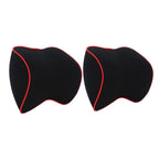 MEELANO 2-Pack Bilnakkepuder – Memory Foam Nakkepude til Bilsædet, Justerbar Strop, Vaskbart Betræk 2 stk sort og rød