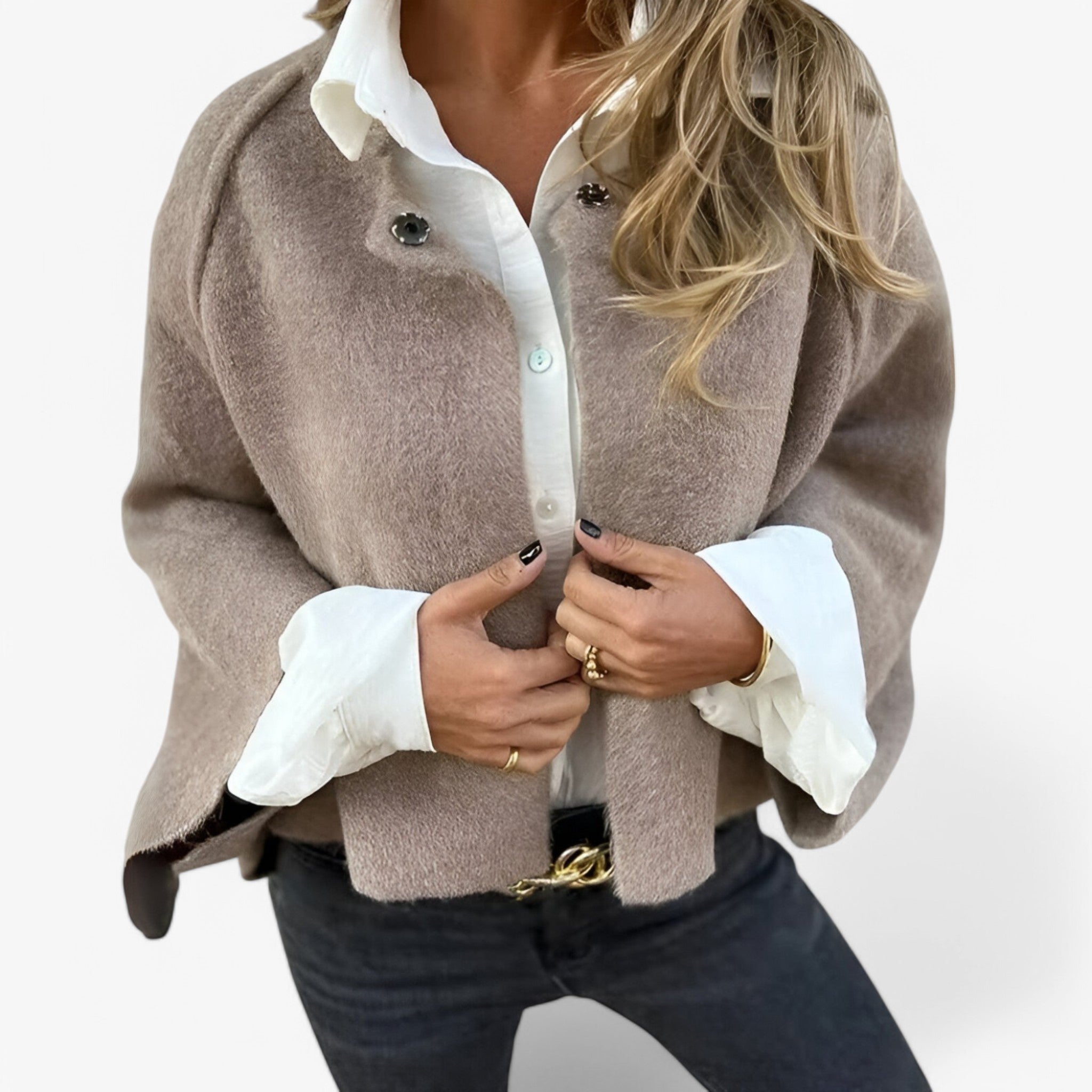 MEELANO Bersh | Dame Finstrikket Jakke med Knapper - Elegant Blød Cardigan Overgangsjakke Grå