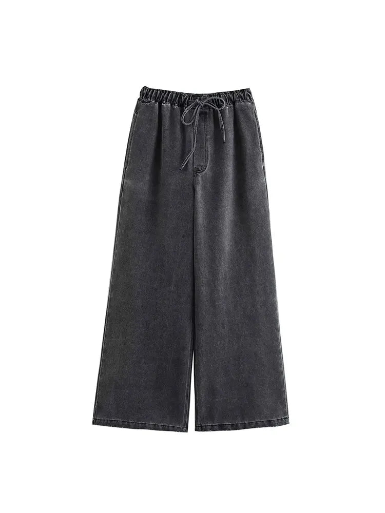 MEELANO Efterår Jeans Sæt Kvinder Turn Down Krave Høj Talje Denim Todelt Sæt