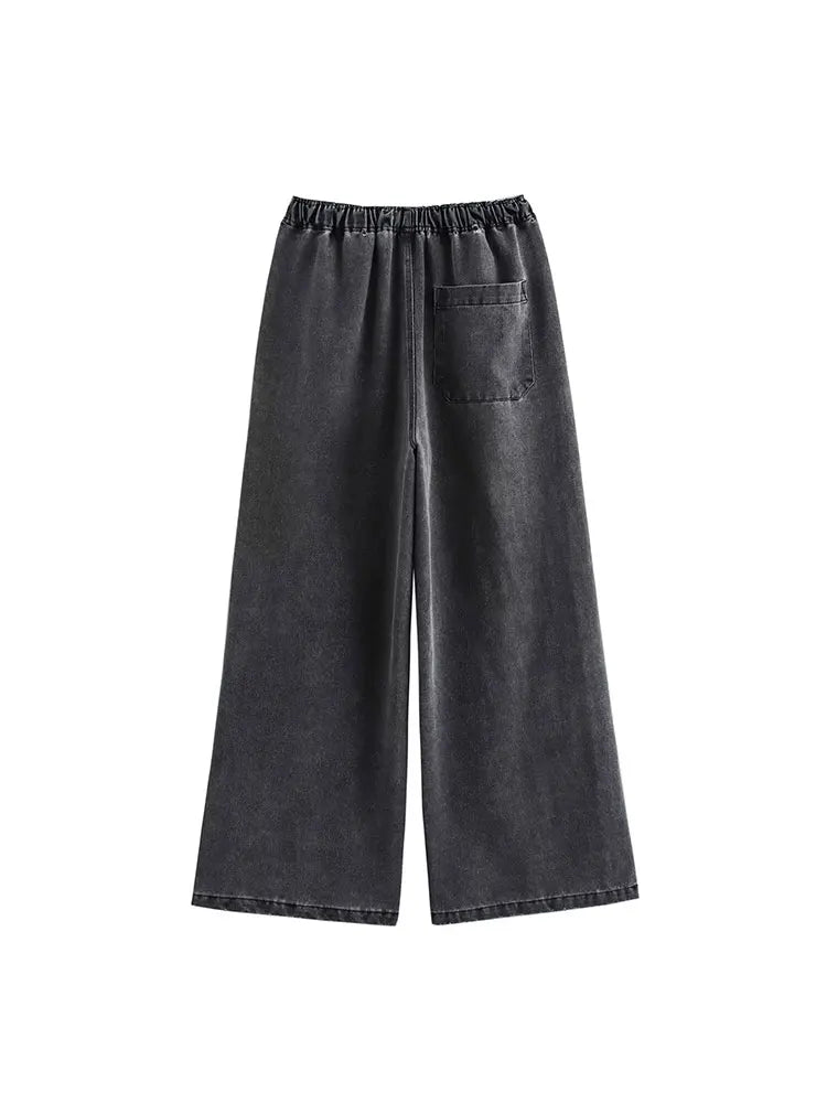MEELANO Efterår Jeans Sæt Kvinder Turn Down Krave Høj Talje Denim Todelt Sæt