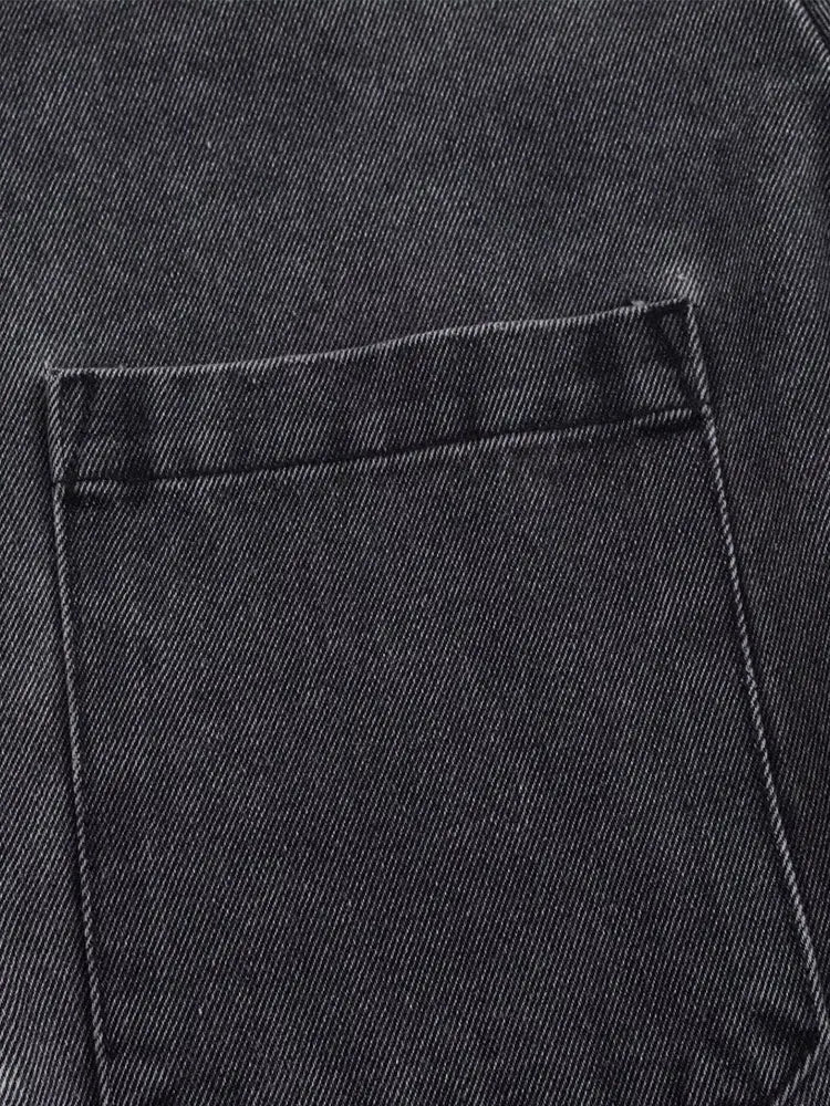 MEELANO Efterår Jeans Sæt Kvinder Turn Down Krave Høj Talje Denim Todelt Sæt