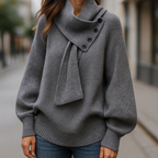Damaris | Dame Sweater med Tørklædekrave - Langærmet Striktrøje