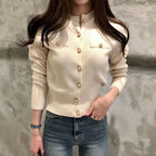 MEELANO Efterår Langærmet Cardigan Kvinder Koreansk Slim Chic Kort Strikket Frakke