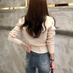 MEELANO Efterår Langærmet Cardigan Kvinder Koreansk Slim Chic Kort Strikket Frakke