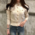 MEELANO Efterår Langærmet Cardigan Kvinder Koreansk Slim Chic Kort Strikket Frakke Beige Én størrelse