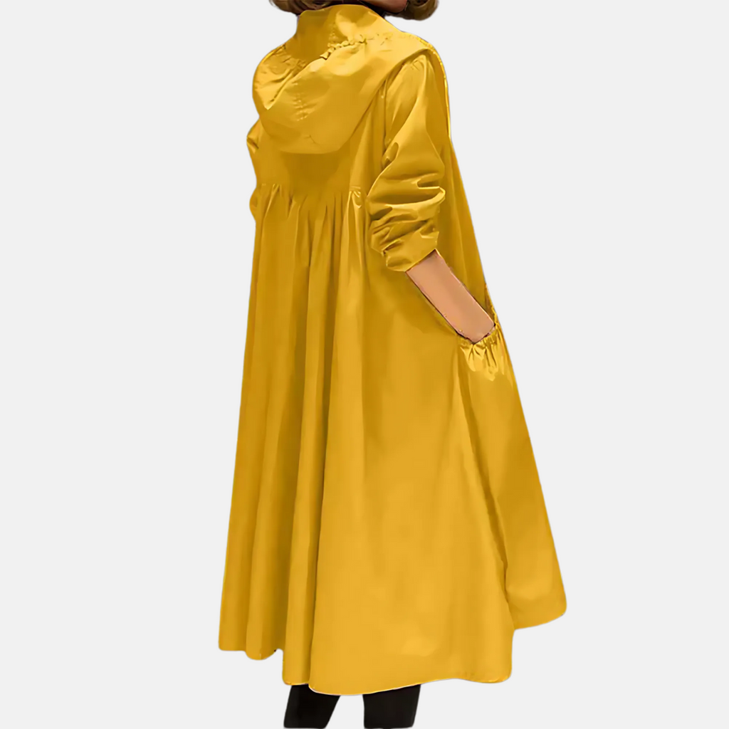 MEELANO Vandtæt Knælang Hættetrøje til Kvinder Gul