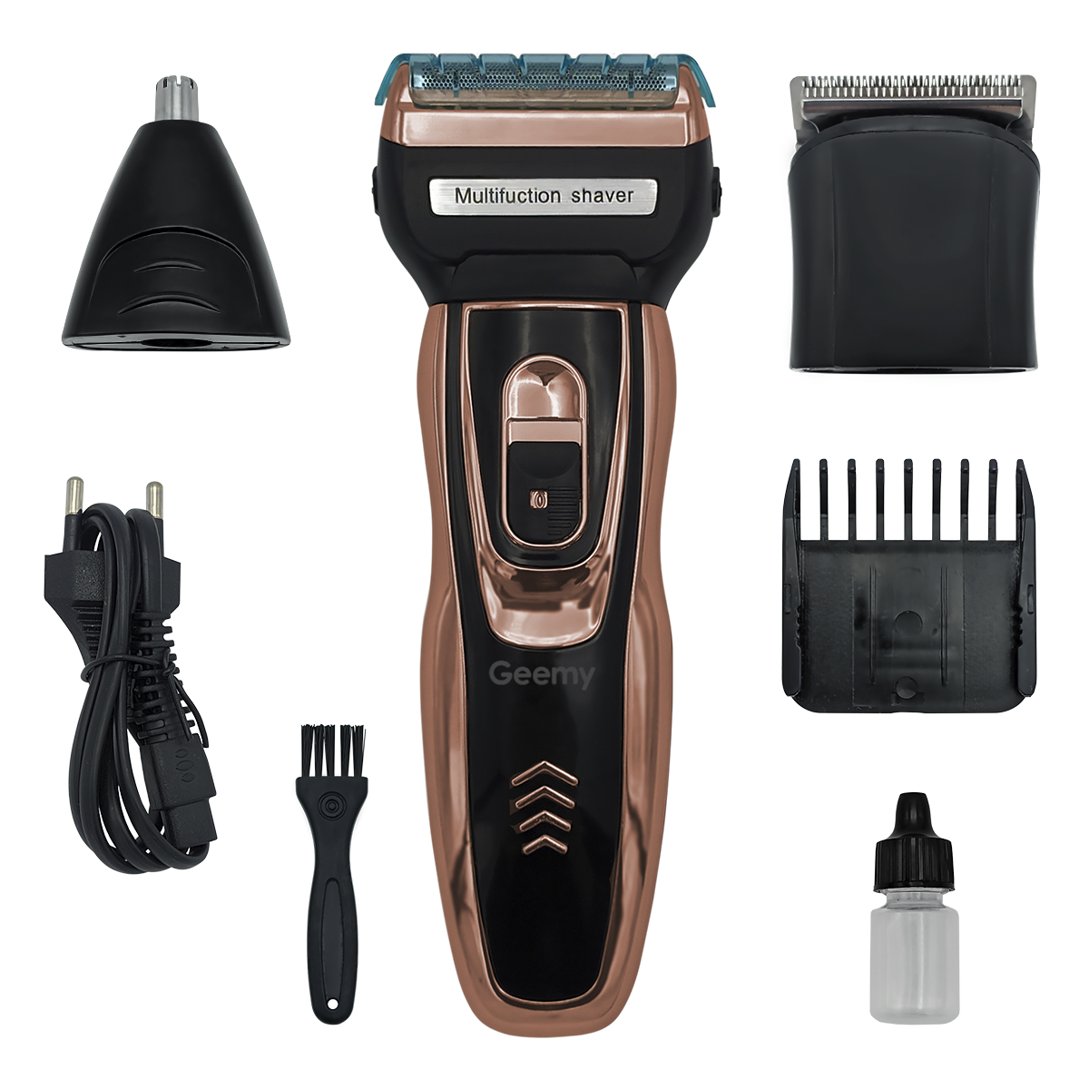 MEELANO 3-i-1 Trimmer – Genopladelig Skægtrimmer, Næsehårstrimmer & Barbermaskine med 3 Tilbehør, Kompakt til Rejsen