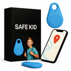 MEELANO GPS Tracker til Børn – Vandtæt Mini GPS med SOS-knap & App, Let med Bæretaske, 5 Farver Blå