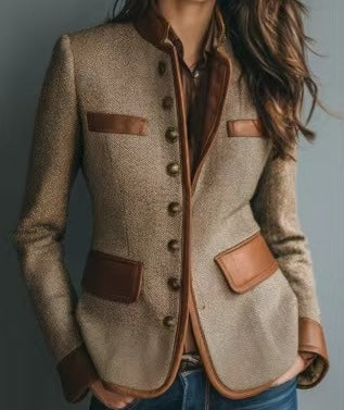 MEELANO Parsha | Dame Klassisk Tweedjakke i Uld - Elegant Heritage Blazer & Uldjakke
