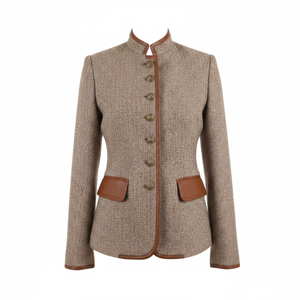 MEELANO Parsha | Dame Klassisk Tweedjakke i Uld - Elegant Heritage Blazer & Uldjakke