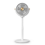 MEELANO 3-i-1 luftcirkulationsventilator – 5 hastigheder, 4 justerbare højder, stille USB-C stående ventilator til soveværelse, kontor og autocamper Hvid