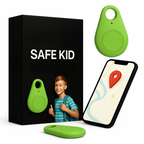 MEELANO GPS Tracker til Børn – Vandtæt Mini GPS med SOS-knap & App, Let med Bæretaske, 5 Farver Grøn