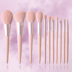 MEELANO Makeup Pensler Sæt – 11 Makeuppensler til Kontur, Rouge, Øjenskygge & Highlighter, Træskaft – Mary Miracle