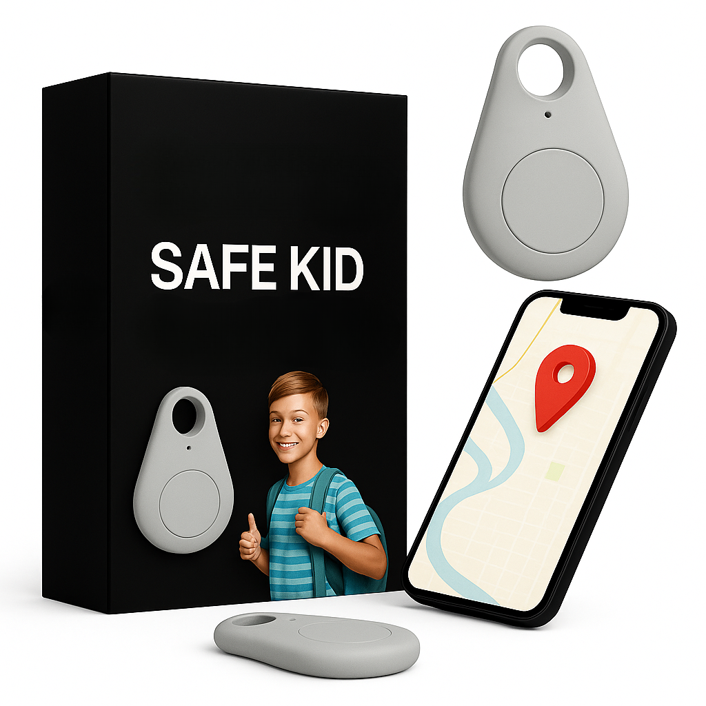 MEELANO GPS Tracker til Børn – Vandtæt Mini GPS med SOS-knap & App, Let med Bæretaske, 5 Farver Sølv