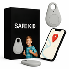 MEELANO GPS Tracker til Børn – Vandtæt Mini GPS med SOS-knap & App, Let med Bæretaske, 5 Farver Sølv