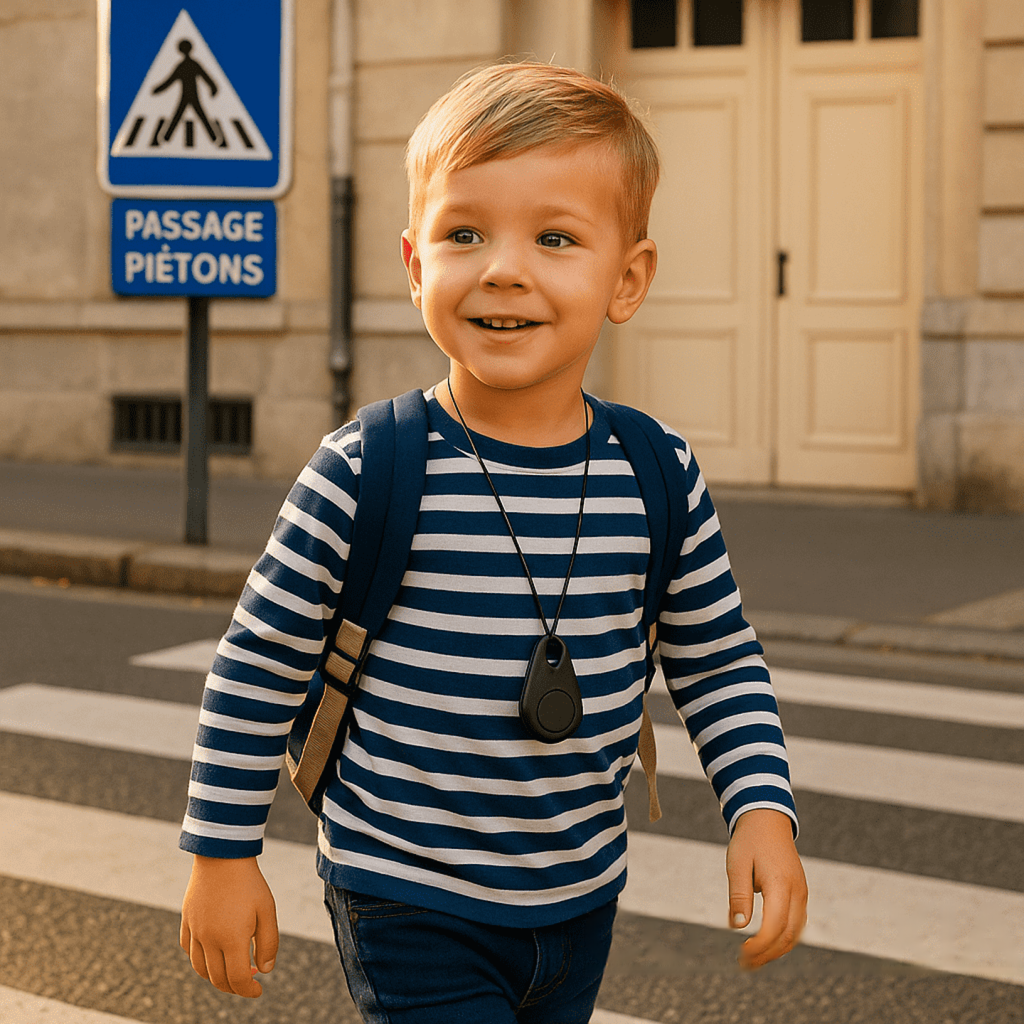 MEELANO GPS Tracker til Børn – Vandtæt Mini GPS med SOS-knap & App, Let med Bæretaske, 5 Farver