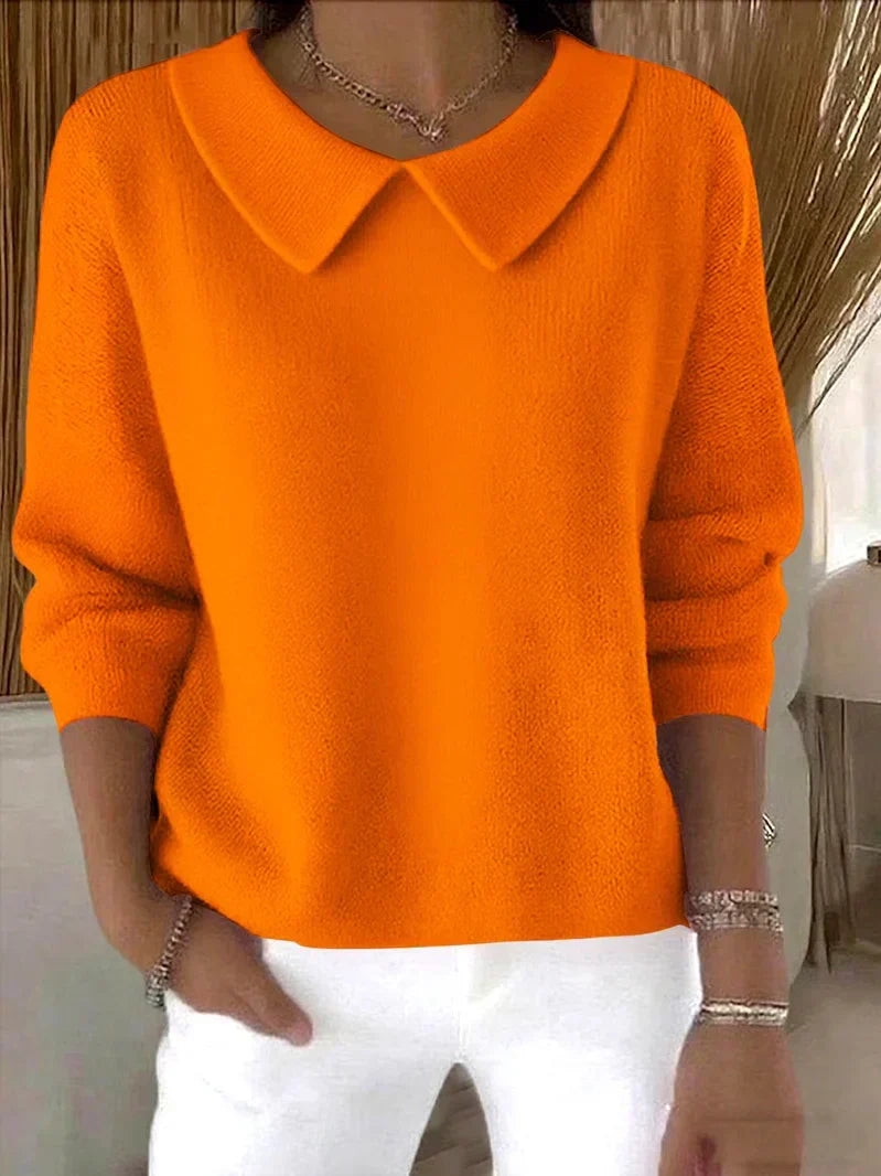 Solis | Dame Sweater med Krave - Langærmet Klassisk Striktrøje
