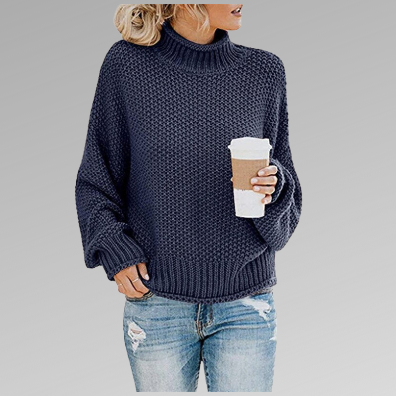 MEELANO Bersh | Dame Løs Strikket Sweater - Varm Oversized Striktrøje & Pullover til Vinter Blå