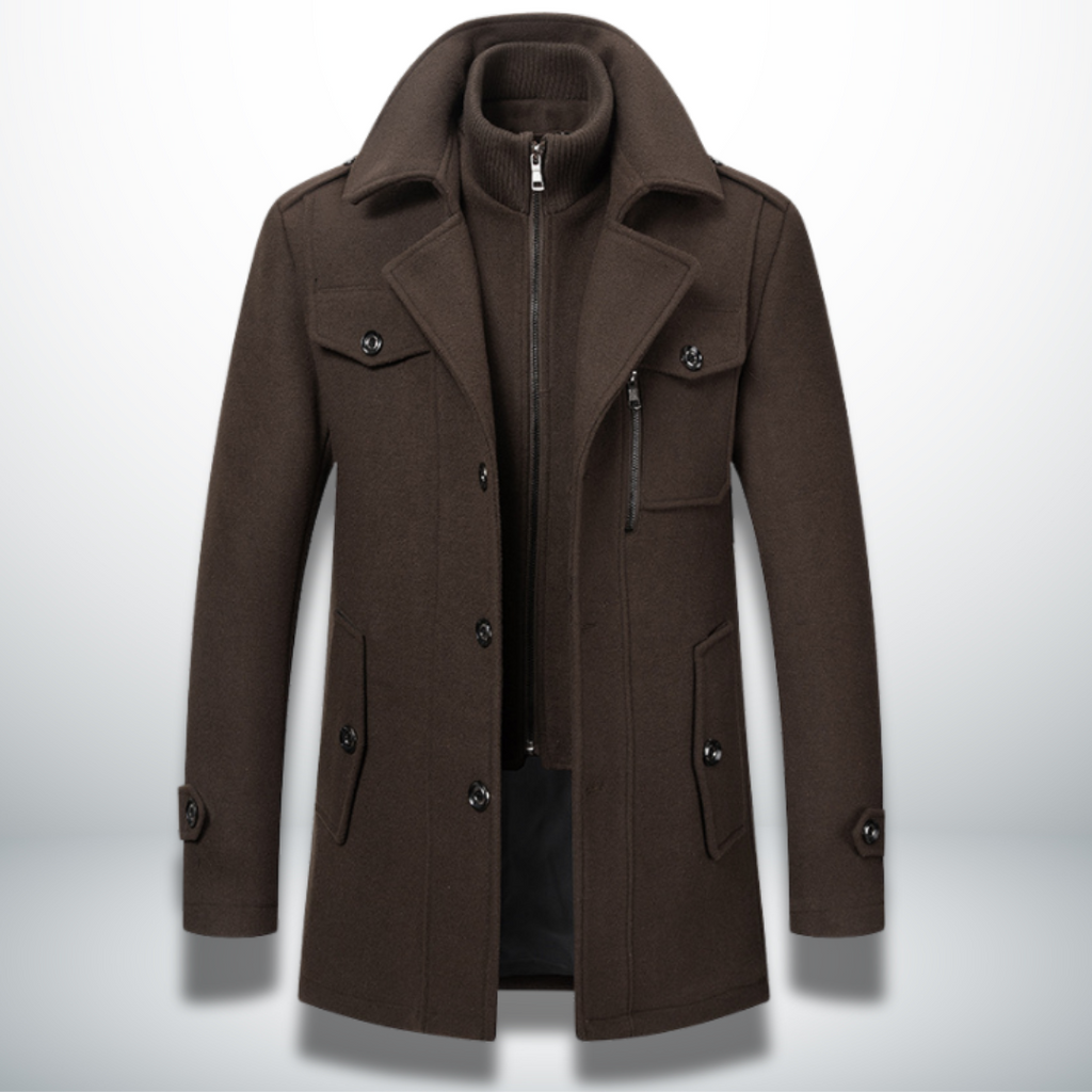 MEELANO Mane | Herre Smart-Casual Frakke i Uld - Klassisk Uldfrakke & Habitfrakke med Knapper Brun